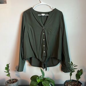 Green long sleeve, blouse-A New Day. Sleeves can cuff.